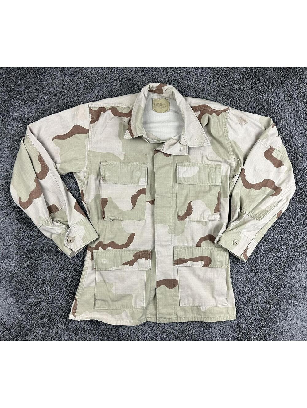 US Military 3 Color Desert Camo BDU Combat Jacket Coat Ripstop XS Short